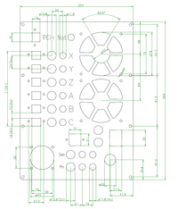 Frontplatten-Design mit Ausschnitten und Bemaßungen